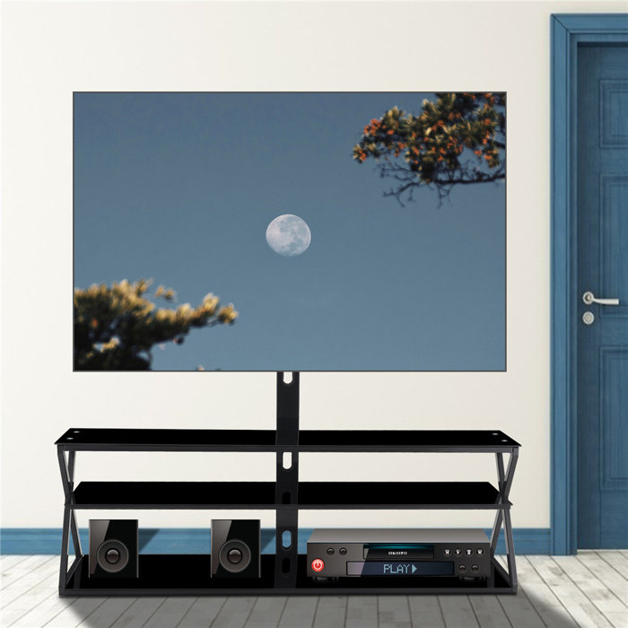 Latitude Run® Entertainment Centre Black Tempered Glass Universal Media